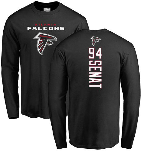 Atlanta Falcons Men Black Deadrin Senat Backer NFL Football #94 Long Sleeve T Shirt